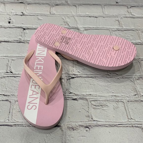 NEW Womens Calvin Klein Flip Flops Pink Size 9/10 - Picture 2 of 3